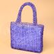 Handmade Blue Beaded Tote Bag – Stylish Transparent Bead Handbag for Women