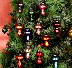 12 Pieces Handmade Multicolor Vintage-Style Glass Mushroom Christmas Tree Ornaments