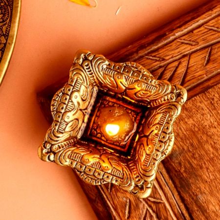 Brass Bird Puja Wick Oil Lamp For Mandir Decoration