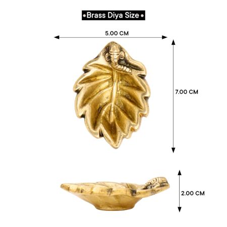 Brass Ganpati And Leaf Oil Lamp Diya
