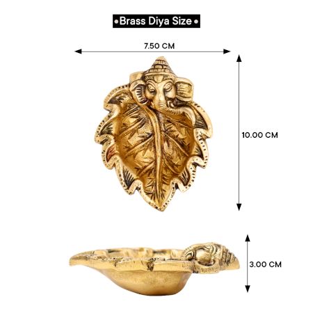 Brass Ganpati On Leaf Ritual Oil Lamp