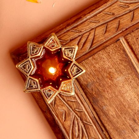 Brass Starry Flower Oil Lamp Diwali Decoration Gift