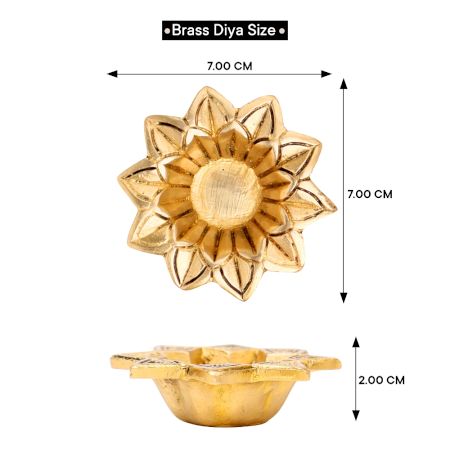 Hindu religious Brass Open Flower Oil Lamp