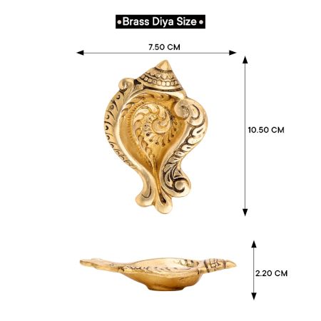Decorative Conch Single Wick Oil Lamp Diya For Diwali