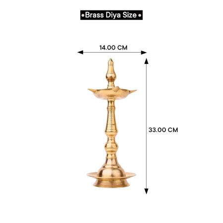 Golden Brass Oil Lamp with Lingam on Top