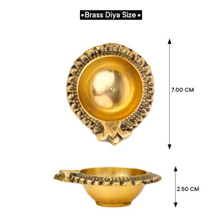 Floral Round Brass Oil Lamp Diya