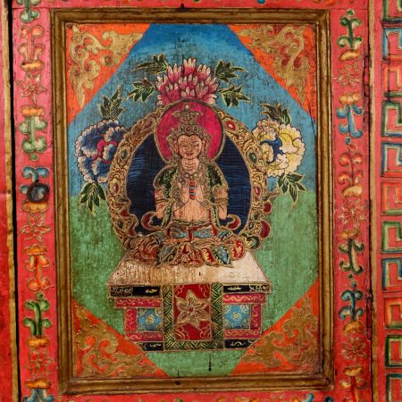 Handmade Wooden Box with Hand-Painted Deity Artwork