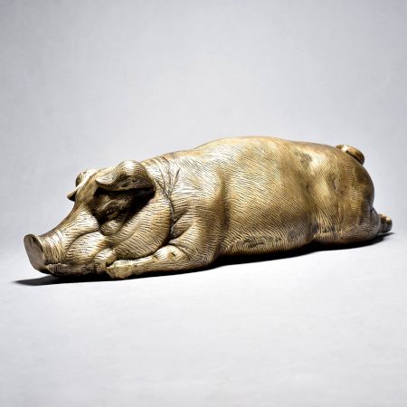 English Art Pig Sitting Brass Decor Figurine