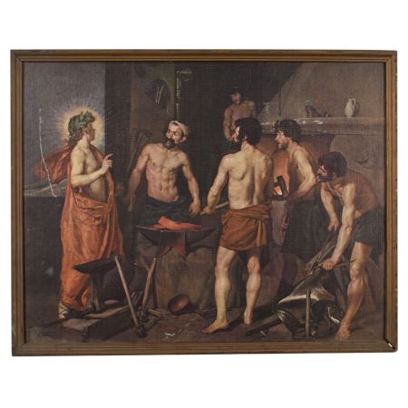 Classic Paper Print of Blacksmiths in Workshop Scene