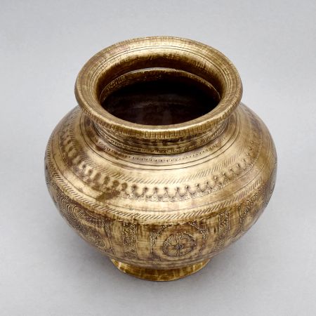 Vintage Brass Holy Water Pot with Elephant Carvings- Gujrat Art