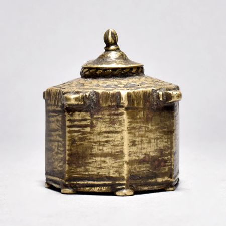 Vintage Brass Ink Pot with Lid