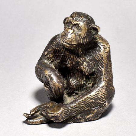 Brass Sitting Chimpanzee Figurine