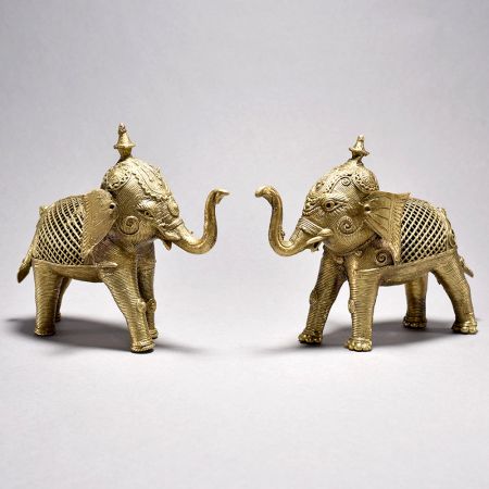 Tribal Art Elephant Pair with Jali Work