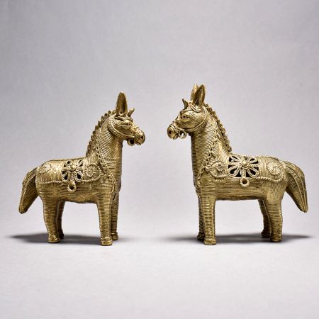 Tribal Art Horse Pair with Jali Work