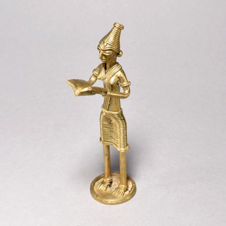 Standing Tribal Woman Reading Book Figurine