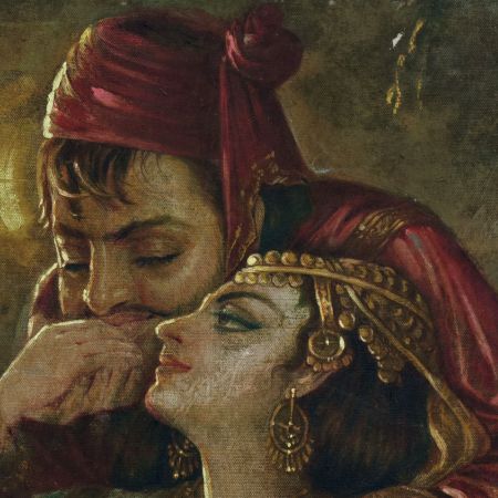 Heer Ranjha Vintage Cloth Painting Punjab School Art