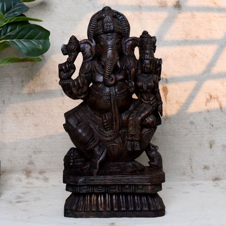Handcrafted Wooden Lord Ganesha Idol