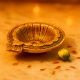 Brass Flower Engraved Diya Oil Lamp