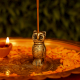 Antique Golden Brass Standing Owl Incense Stick Holder