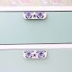 Ceramic Blue Leaf Floral Drawer Handle (Medium Size)