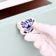 Modern Ceramic Blue Leaf Floral Drawer Handle (Small Size)