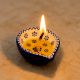 Pack of 3 Designer Blue and White Ceramic Diwali Diya For Temple Decoration