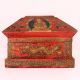 Handmade Red Wooden Box with Buddha & Dragon Motifs | Hand-Painted Storage Chest