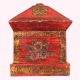 Handmade Red Wooden Box with Buddha & Sacred Symbols |Hand-Painted Storage Chest