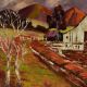 Vintage Countryside Barn Landscape Hardboard Painting