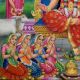 Vintage Calendar Art Painting of Goddess with Devotees