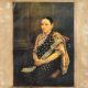 Ravi Verma Print with Hand Work of Indian Lady in Wooden Frame