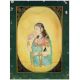 Watercolor Paper Painting of Indian Lady with Lotus