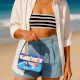Luxury Handmade Beaded Shoulder Bag Beach Scene Summer Pattern Purse