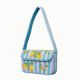 Luxury Handmade Beaded Shoulder Bag Lemon Fruit Pattern on Blue Stripes
