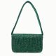 Luxury Handmade Beaded Shoulder Bag Green Geometric Pattern Purse