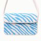 Luxury Handmade Beaded Shoulder Bag Blue & White Zebra Pattern Designer Purse for Women