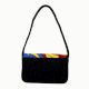 Handmade Beaded Shoulder Bag Multicolor Geometric Pattern Black Strap Women Handbag