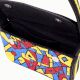 Handmade Beaded Shoulder Bag Multicolor Geometric Pattern Black Strap Women Handbag