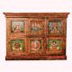 Decorative Wooden Cabinet with Handcrafted Buddha Designs