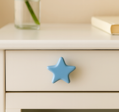 Solid Turquoise Star Ceramic Cabinet Knob