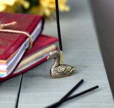 Antique Golden Miniature Brass Duck Agarbatti Holder Stand