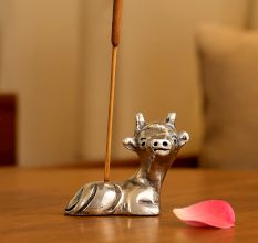 Silver Brass Mini Cow Incense Stick Holder