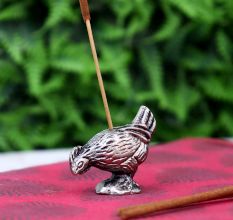 Silver Brass Hen Incense Stick Holder