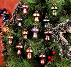 12 Pieces Vintage Distressed Glass Hanging Ornaments – Multicolor Christmas Tree Decorations