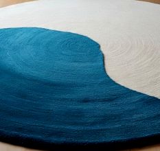 Handtufted Coastal Wave Round Wool Rug