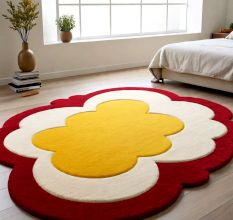 Handtufted Sunshine Blossom Round Wool Rug