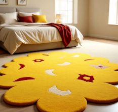 Handtufted Golden Blossom Play Wool Rug