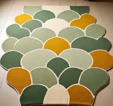 Handtufted Green Scallop Cascade Wool Rug