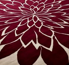 Handtufted Crimson Petal Burst Wool Rug