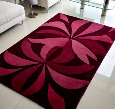 Handtufted Purple Petal Swirl Wool Rug